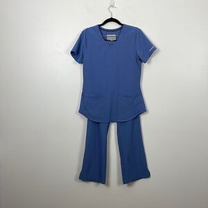 Skechers scrub set women size XS cargo pant 3 pocket drawstring waist V neck